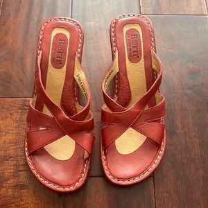 Born sandals shoes wedges red leather